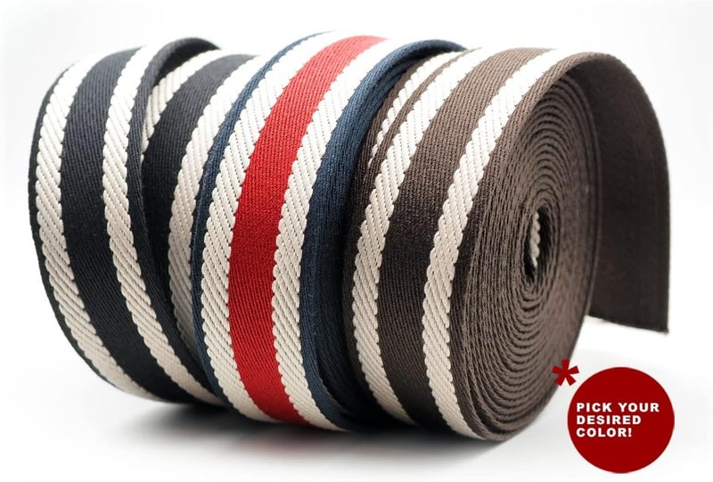 CRAFTMEMORE 1.5 Inches Cotton Webbing Strap, Spiral Pattern, Heavy Webbing Straps for Arts and Crafts, Luxury Bag Strap (50 Yards, Brown-Ivory) - Image 5